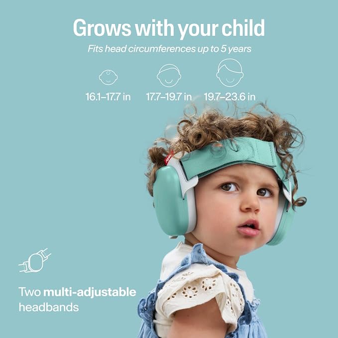 Alpine Muffy Baby Comfort - Protects Hearing for Babies and Toddlers - CE & ANSI Certified - Headband for Safe fit & Comfort - Adjustable for Ages 3-48 Months - 24dB Sound Reduction, Aqua