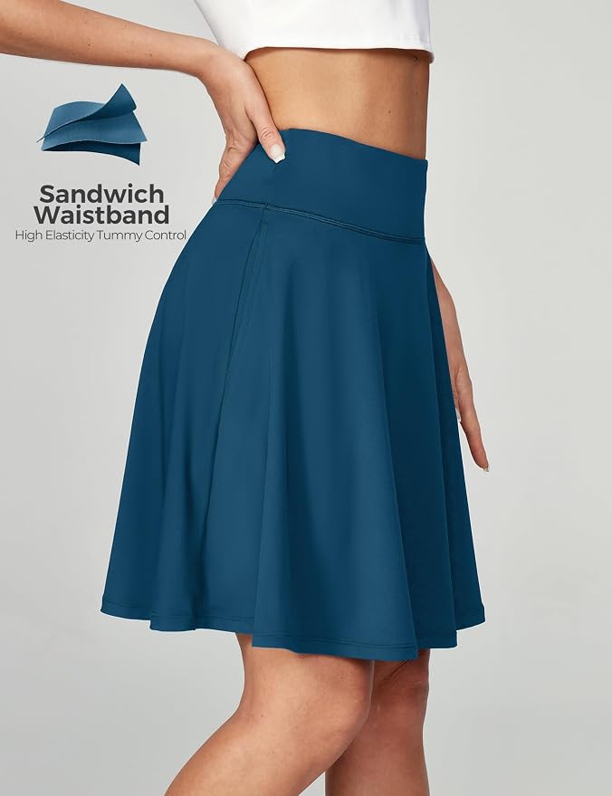 IUGA 20" Knee Length Skorts Skirts for Women with Pockets Tennis Skirt High Waisted Golf Skirts for Women Casual Athletic