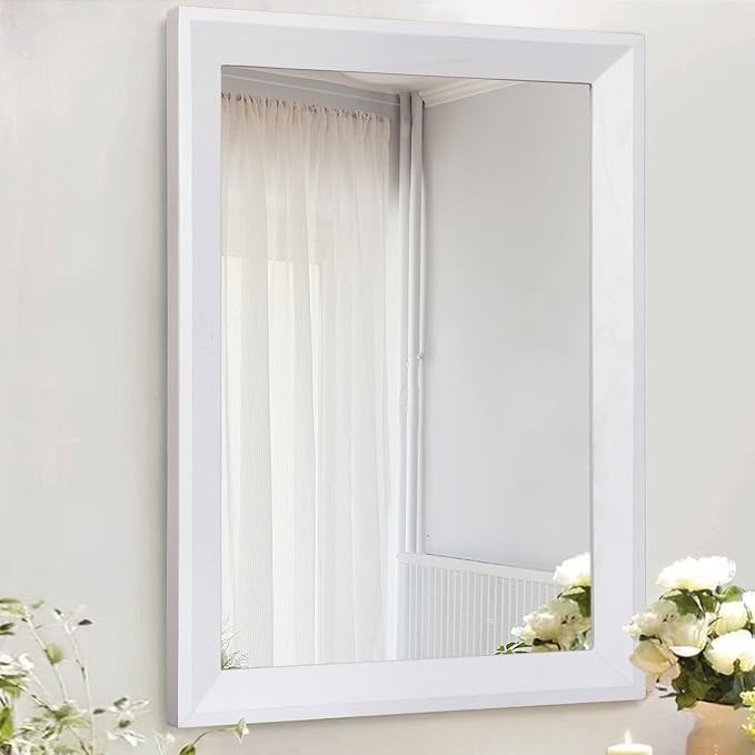 AAZZKANG Rectangular Wall Mirror Decorative Wood Framed Mirrors Large 20"x16" for Farmhouse Bedroom Bathroom Living Room Entryway Hanging Home Decor | 20"x16" Decorative Farmhouse Bedroom Bathroom Living Room Entryway