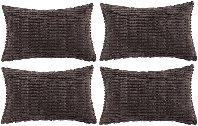 Fancy Homi 4 Packs Decorative Throw Pillow Covers for Living Room Couch Bed, Modern Farmhouse Boho Home Décor Accent Cushion Case, 24" x 12", Dark Brown