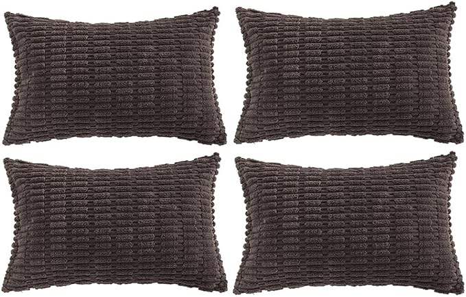 Fancy Homi 4 Packs Decorative Throw Pillow Covers for Living Room Couch Bed, Modern Farmhouse Boho Home Décor Accent Cushion Case, 24" x 14", Dark Brown