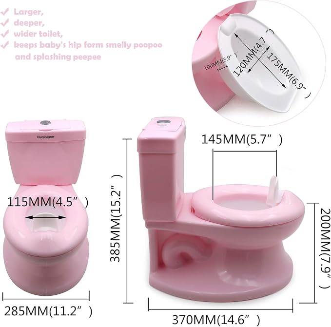 SMT- Baby Kids Portable Pink Realistic Toddler Potty Training Toilet w/Flushing Sound Baby Chair Seat Kid [P/N: ET-BABY004-PINK]