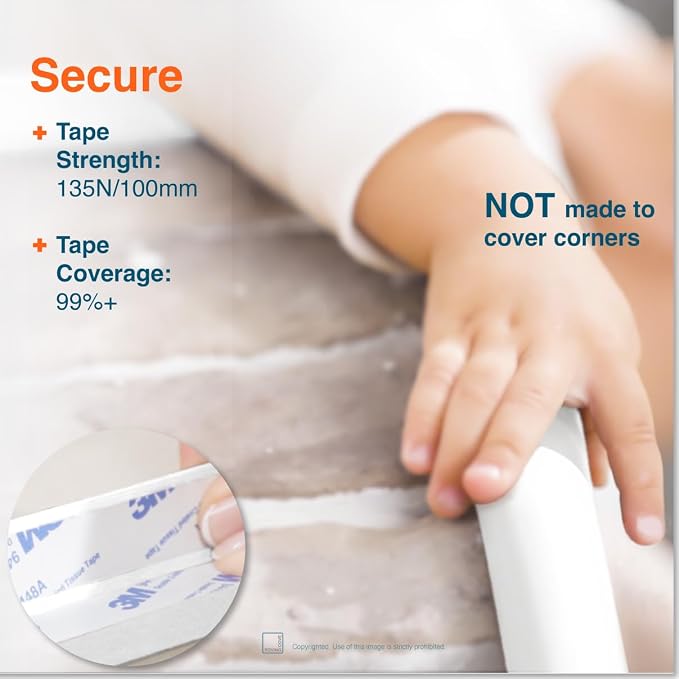 Roving Cove HeftyFit Edge Protector for Baby Proofing (6ft Large Edge Only), Heavy-Duty Soft Furniture Edge Bumper Guards, Desk Edge Cushion, Wall Corner Covers, 3M Adhesive, Oyster White (Off White)