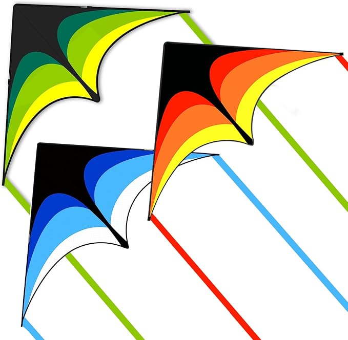 Mint's Colorful Life Delta Kite for Kids & Adults, Extremely Easy to Fly Kite for Beach Trip, Best Kites for Beginners, 300ft String Handle Included