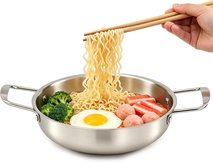 Ramen Pot 7.8in Stockpot Everyday Pan Korean Cooking Pot Cookware | Stainless Steel Ramen Cooking Pot Noodle Soup Pot for Pasta Egg