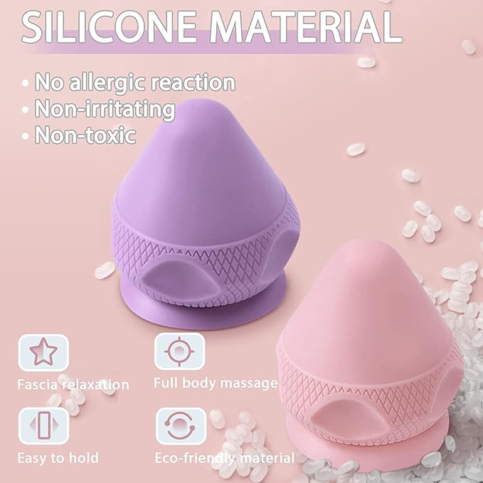 Manual Massage Ball Set, 2 PCS Deep Tissue Trigger Point Massage Myofascial Release Balls, Silicone Physical Therapy Balls, Massage Therapy Tools for Deep Muscles, Sore Muscles, Muscle Knots (Pink)