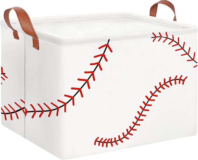CLOCOR Rectangular Storage Basket Empty,Waterproof Storage Bin with Handles(Baseball Stitching)