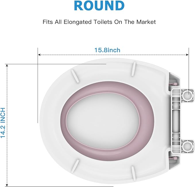Toilet Seat Cover,Toddler Toilet Seat Round with Built-In Potty Seat for Kids, Soft-Close PP Material for Safe Use, Easy Installation for Home Bathroom Upgrade - Pink Lid