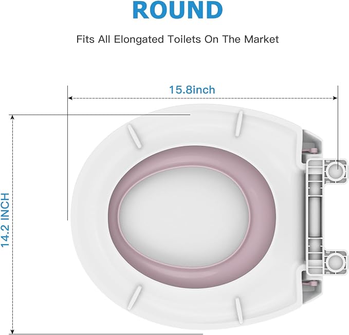 GAOMON Toilet Seat, Round Toilet Seat with Toddler Seat Built in, Potty Training Toilet Seat Round Fits Both Adult and Child, with Slow Close and Magnets- white and pink