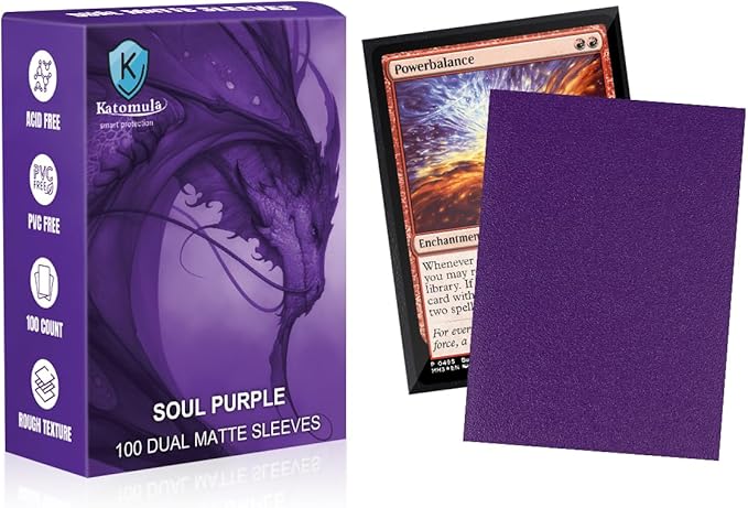 Katomula MTG Card Sleeves, Dual Matte Card Sleeves, Standard Card Sleeve for MTG, PKM, Flesh & Blood, Soul Purple