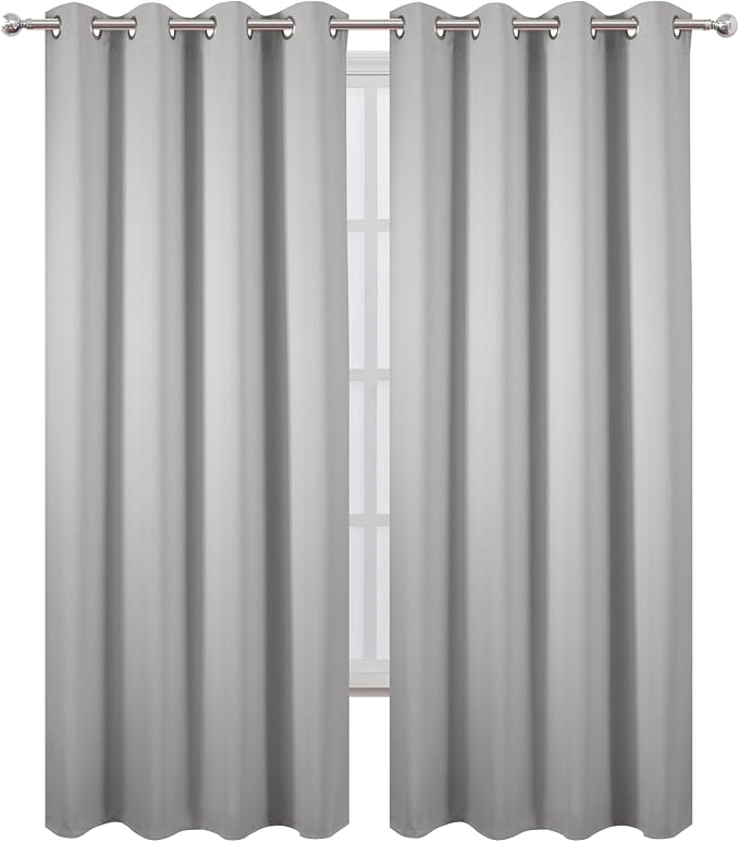 LEMOMO Blackout Curtains 52 x 120 Inch Long Light Grey Curtains Set of 2 Panels Room Darkening Curtains for Bedroom and Living Room