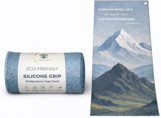 Multipurpose Yoga Mat Towel 72" x 26.5" - Christian Faith-Based Fitness Towel with Non-Slip Silicone Grip, Quick Drying & Sweat Absorbent for Yoga, Pilates, Gym, Picnic & Outdoor Activities