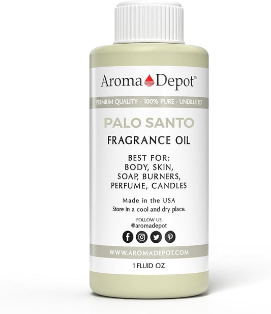 Aroma Depot Palo Santo 1 oz. Fragrance Oil I Perfume I Skin Oil I Scented. DIY Projects Such as Candles, Bath Bombs, Body Butters, Creams & Lotions. For Diffuser, Burners, or Warmers.