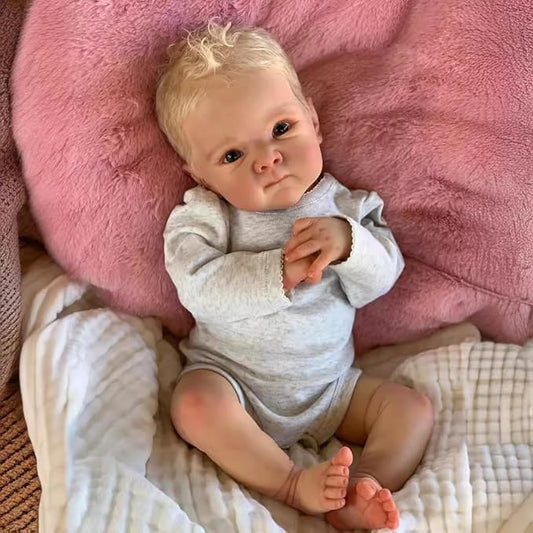 NPKCJZY Lifelike Reborn Baby Dolls - Bettie, 18 Inch Newborn Baby Boy Doll with Weighted Soft Cloth Body, Real Life Baby Dolls with Blonde Hair Christmas Birthday Gift for Kids Age 3+