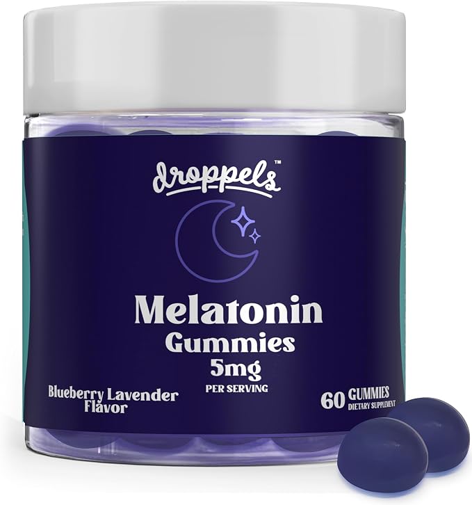 Droppels Melatonin Gummies for Adults – 5mg Sleep Support, Vegan & Plant-Based with Chamomile, Natural Sleep Aid for Falling Asleep Faster & Staying Asleep (60 Count)