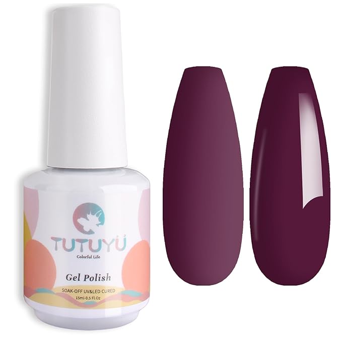 Dark Cherry Red Gel Nail Polish, 0.51 Fl Oz UV/LED Soak Off Fall Winter Deep Plum Red Color Gel Polish for Manicure Salon or DIY Nail Art at Home,Gift for Women Girls - GP0058
