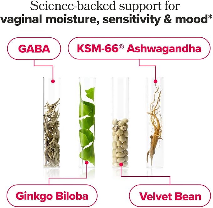O Positiv URO Vaginal Moisture & Mood – Formulated to Support Vaginal Moisture, Mood & Relaxation – with KSM-66® Ashwagandha, Ginkgo Biloba, Mucuna pruriens, and GABA – 30 Servings (2-Pack)