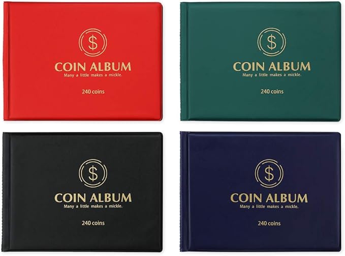 MUDOR Coin Collection Holder Album for Collectors, 240 Pockets Coin Collection Book Office Supplies
