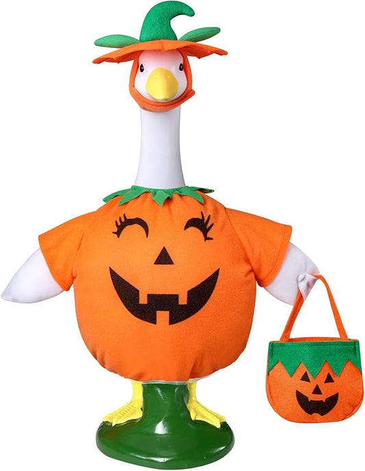 Pumpkin Goose Outfit, 23-inch Halloween Porch Goose Outfit. Cute Goose Clothes for Outdoor Garden Yard Decor
