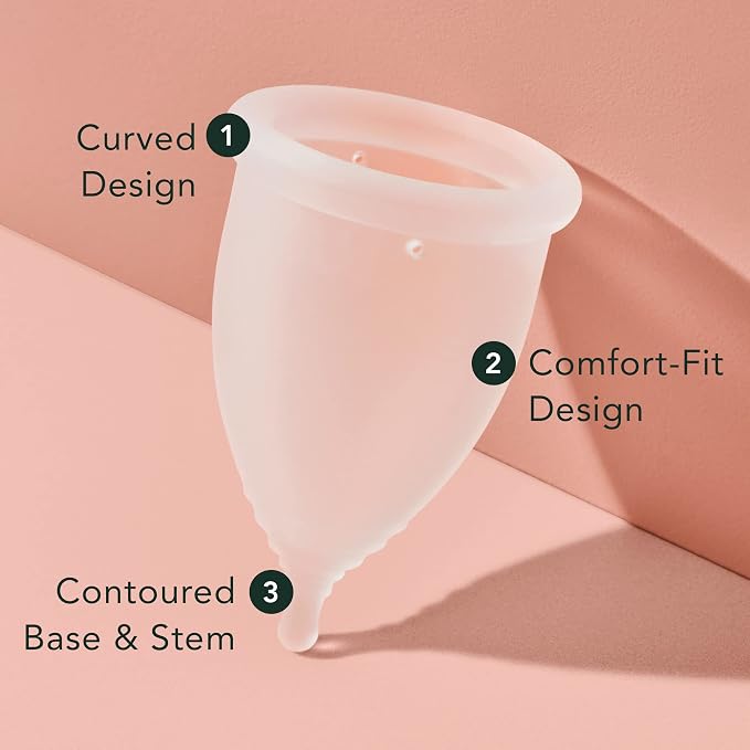 Rael Period Cups, Soft Reusable Menstrual Cup for Women, Medical-Grade Silicone, Light Flow, BPA-Free, Made in USA, Tampon and Pad Alternative (Size 2)