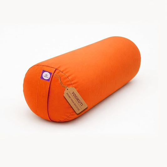 Yogikuti Iyengar Yoga Bolster for Restorative Yoga and Meditation – Lightweight Cotton Support Pillow with Handle for Easy Carry, Versatile for Pose Modification, Balance, Back Relief, and Relaxation