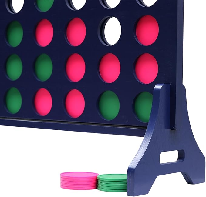 Tailgating Pros Premium Navy Giant Four in a Row with Carrying Case - Jumbo Oversized Outdoor Yard Game - Connect Multiple Pucks in a Row to Win - Many Puck Colors Available!