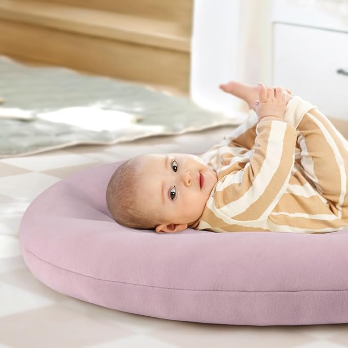 Baby Lounger for Newborn: Portable & Lightweight Pillow for Tummy Time Playtime & Diaper Changes - Skin-Friendly & Breathable for 0-12 Month Supervised Use