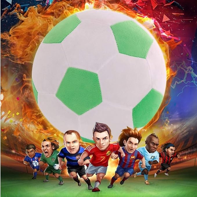 Plush Soccer Balls - Fluffy Stuffed Toy Soccer Ball Plush Pillow Soft Durable Stuff Soccerball Gift for Kids Boy Baby (Green - White,11.8inch/30cm)