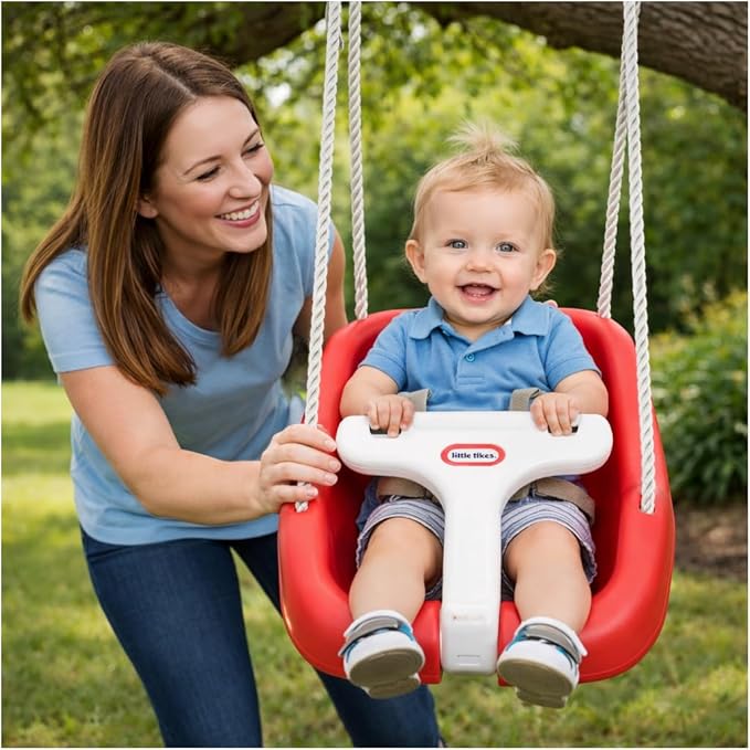 2-in-1 Snug 'n Secure Swing - Red with White Bar, Ages 9 Months to 4 Years