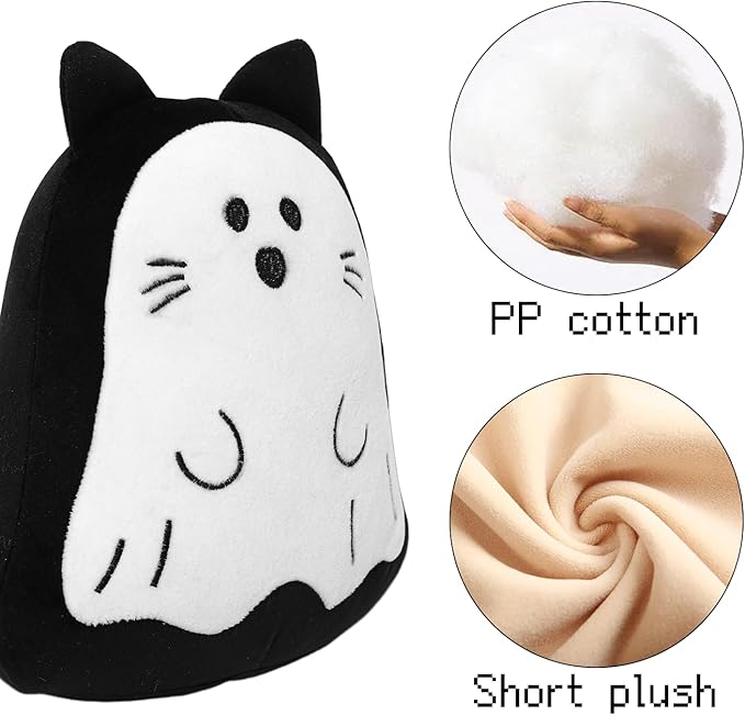 Halloween Cat Ghost Plush Cat Stuffed Animal Cute Halloween Plushies Pillow Soft Plushie Doll Gifts for Kid Decor (10 Inch)