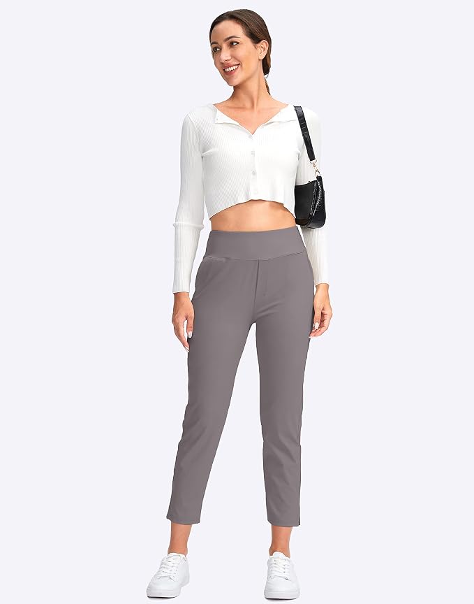 YYV Women's Golf Pants High Waist Stretch Ankle Pants with Pockets | Work Ankle Pants, Dress Pants with 4 Pockets, For Yoga Business Travel Casual