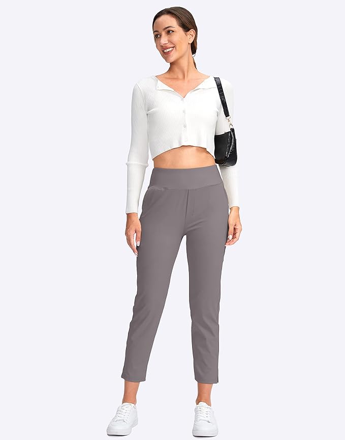 YYV Women's Golf Pants High Waist Stretch Ankle Pants with Pockets | Work Ankle Pants, Dress Pants with 4 Pockets, For Yoga Business Travel Casual