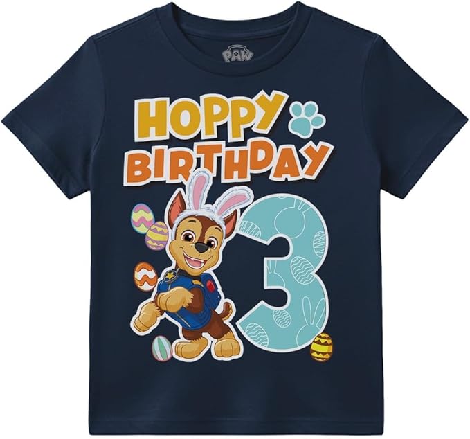 Paw Patrol Chase 3rd Birthday Boy Shirt - Toddler T-Shirt Gift Outfit for Party - Clothes for 3 Year Old Boys