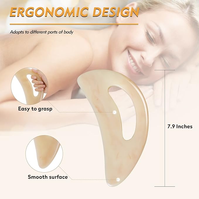 AICNLY Large gua sha Massage Tool, Lymphatic Drainage Massager,Muscle Scraping Massage Tools,Body Sculpting Anti Cellulite Tools for Man and Women (Bone)