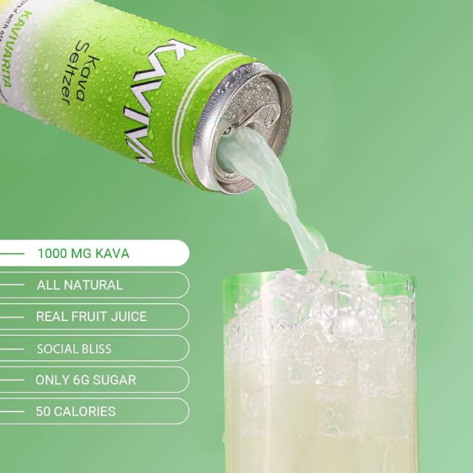 Kaviva | Kava & Seltzer | Relaxation Drink | 50 calories | All Natural | Non-ALC Functional Beverage | Refreshing Alternative | Clean Ingredients