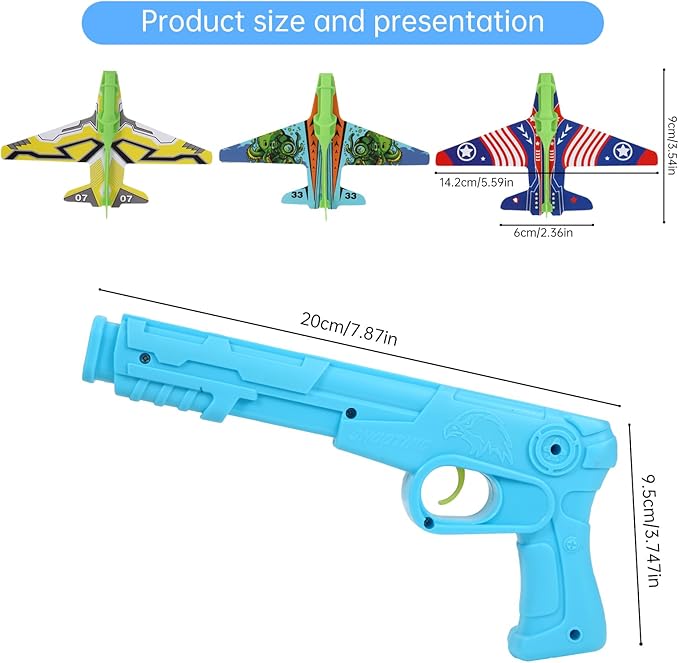 Manmel 12 Pack Airplane Launcher Toys for Kids, 2 Launchers and 10 Foam Glider, Indoor Outdoor Flying Toys for Boys Girls 4-8 Years Old, Plane Party Favors Birthday Gifts for Toddlers