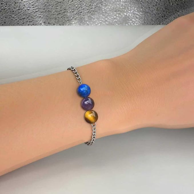 Healing Crystal Keychain Bracelet Set Healing Stones Anxiety Relief Natural Crystal Keychain for Women