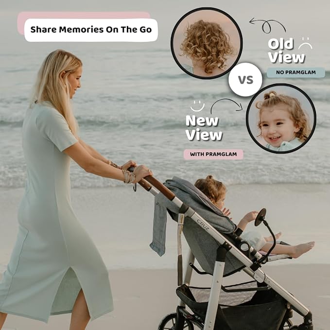 Original Stroller Mirror- See Baby's Face on Walks. Rear View Mirror for Prams and Strollers. Easy Connection. Universal Stroller Accessory for Safety and Connection.