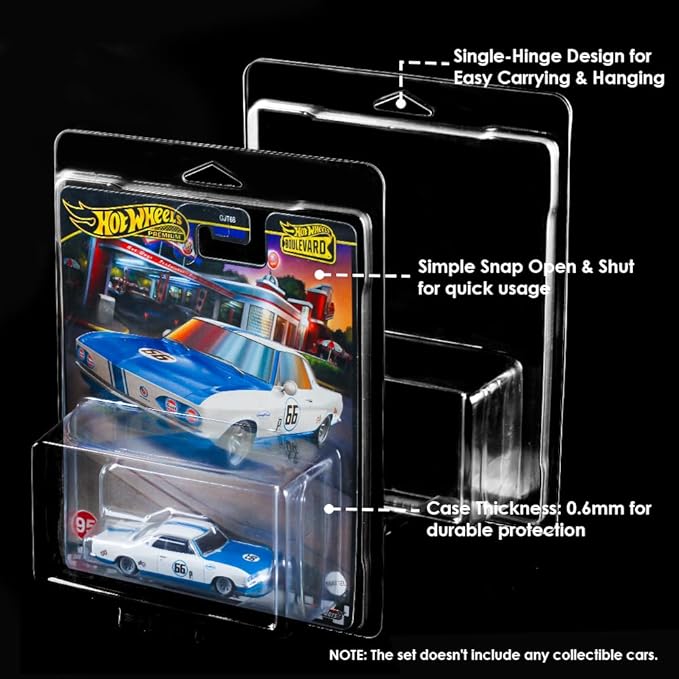 32 Pack Clear Clamshell Protector Case Compatible with Hot Wheels Premium, 0.6mm Thick PET Vehicle Blister Pack Cover Cases for Storage and Display (32)