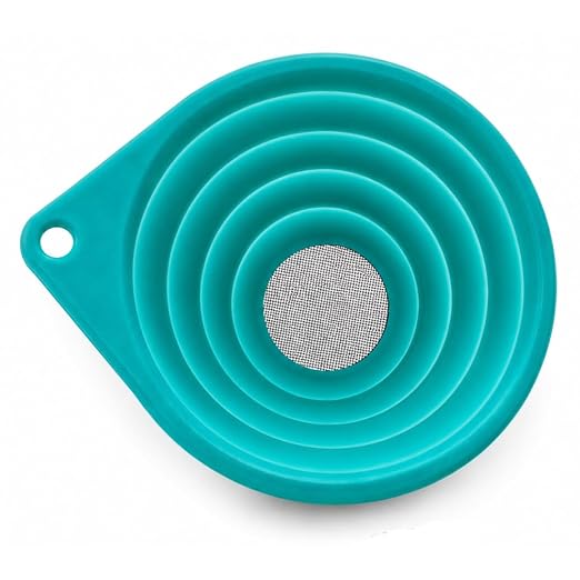 Ultra Fine Mesh Strainer, Collapsible, Small 4 Inch Silicone Funnel with 316 Stainless Steel Sieve, Tea Strainer for Loose Leaf Tea, Pour Over Coffee, Wine, Cocktails for Kitchen, Travel, Camping, RV