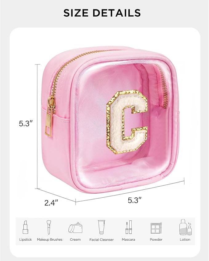 KOTORA Travel Clear Makeup Bag Toiletry Bag, Make up Bag Waterproof Toiletry Bags for Women Cosmetic Bag Preppy Stuff Brithday Gifts for Women Personalized Pink Mother Girlfriend Wife Gifts