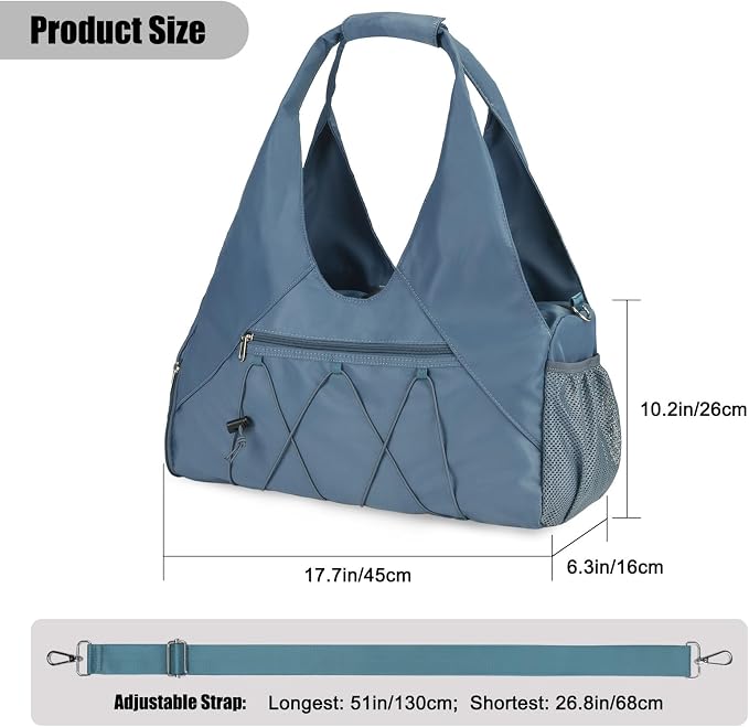 Forestfish Gym Bag For Women With Yoga Mat Holder & Shoe Compartment & Wet Dry Storage Pocket & Adjustable Strap