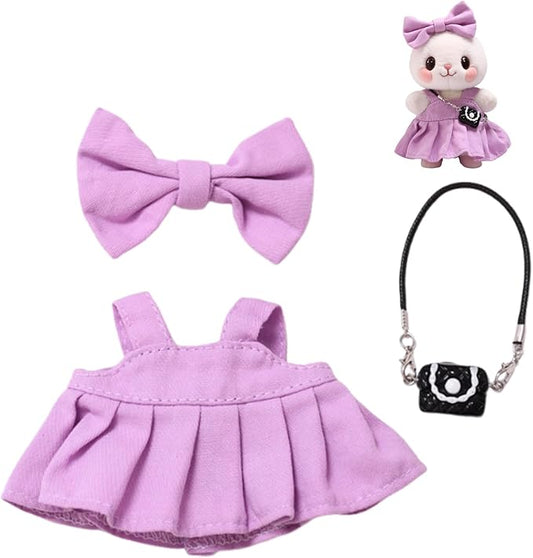 3 Set 17 cm Doll Clothes - 6.7 Inches Cute Dolls Dress - Premium Fashion Accessories, Doll Clothes+Overalls+Glasses Style Bundle,Gifts for Lovers (Style-O)
