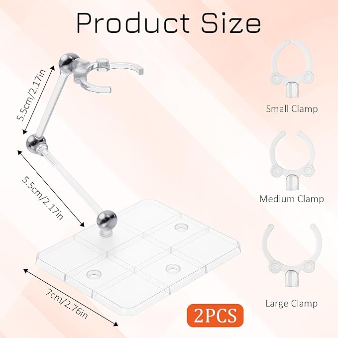 2 Pack Action Figure Stand Assembly Action Figure Display Holder Base Doll Model Support Stand for 3.75" and 6" Figures or Effects Clear 1/144 HG/RG Model Toy