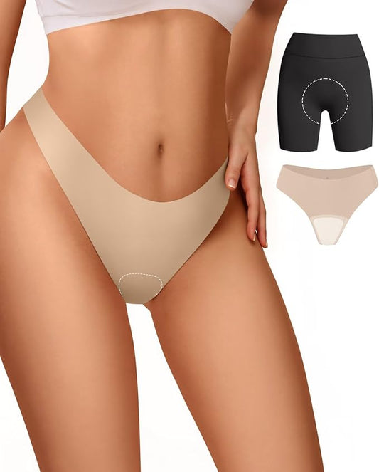 Vertvie Seamless Thongs for Women No Show Thong Panty Liners Invisible Workout Panties Sexy Breathable G-String Underwear