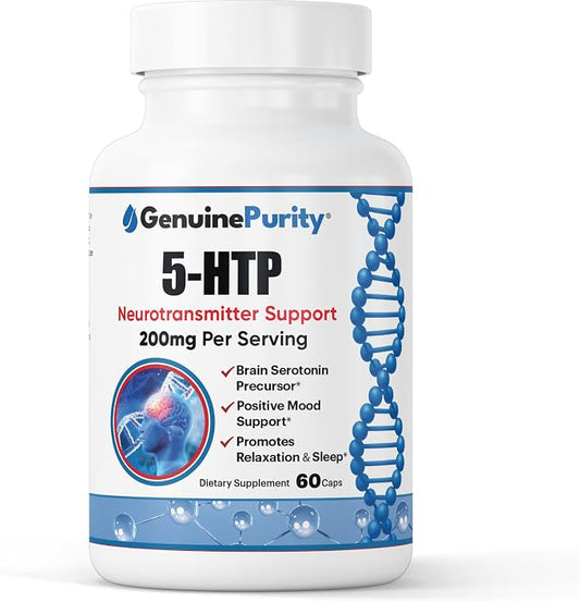 5HTP Supplement – 200mg per Capsule with Calcium for Absorption – 5-HTP Supports Restful Sleep, Calm Mood & Emotional Balance – Plant-Based Daily Wellness – 60 Capsules