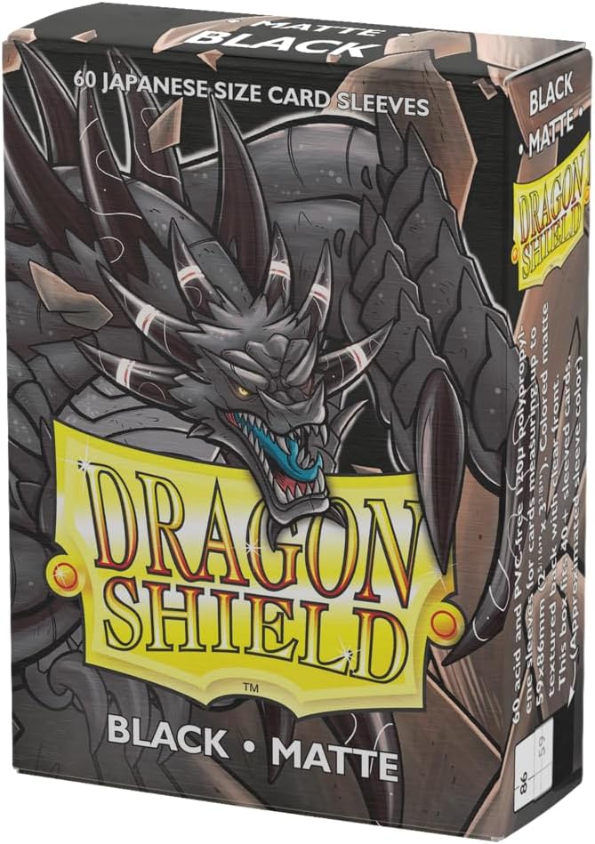 Dragon Shield | Japanese Size Card Matte Sleeves | 60 CT - Smooth & Tough Premium TCG Sleeves - Compatible with Yu-Gi-Oh, Naruto, Cardfight & Vanguard | Black