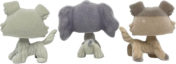 3pcs/Set Custom Flocked Pet Shop Toys Short Hair Cat Kitten Collie Great Dane Cocker Spaniel Dachshund Puppy Dog OOAK Compatible with LPS (#363 and #672 and # 893)