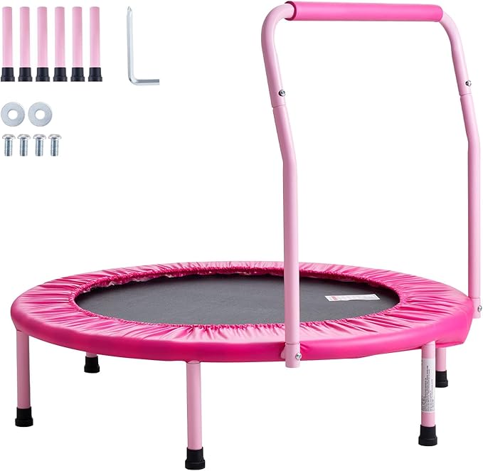 VEVOR 3FT Trampoline for Kids, 36" Trampolines Indoor/Outdoor Trampoline for Toddlers, Foldable Mini Baby Jump Toy with Foam Handle, Recreational Trampolines Birthday Gift for 3+ Years Kids