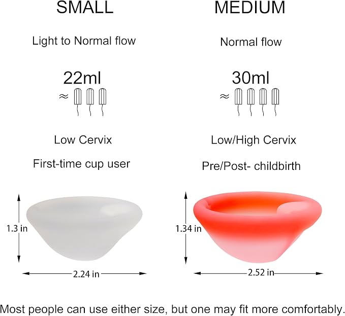 Menstrual Disc, Reusable Medical-Grade Silicone Soft, Flexible, Reusable Period disc for Women - Wear 12 Hours - Removal Notch (Pink+White, M+S)